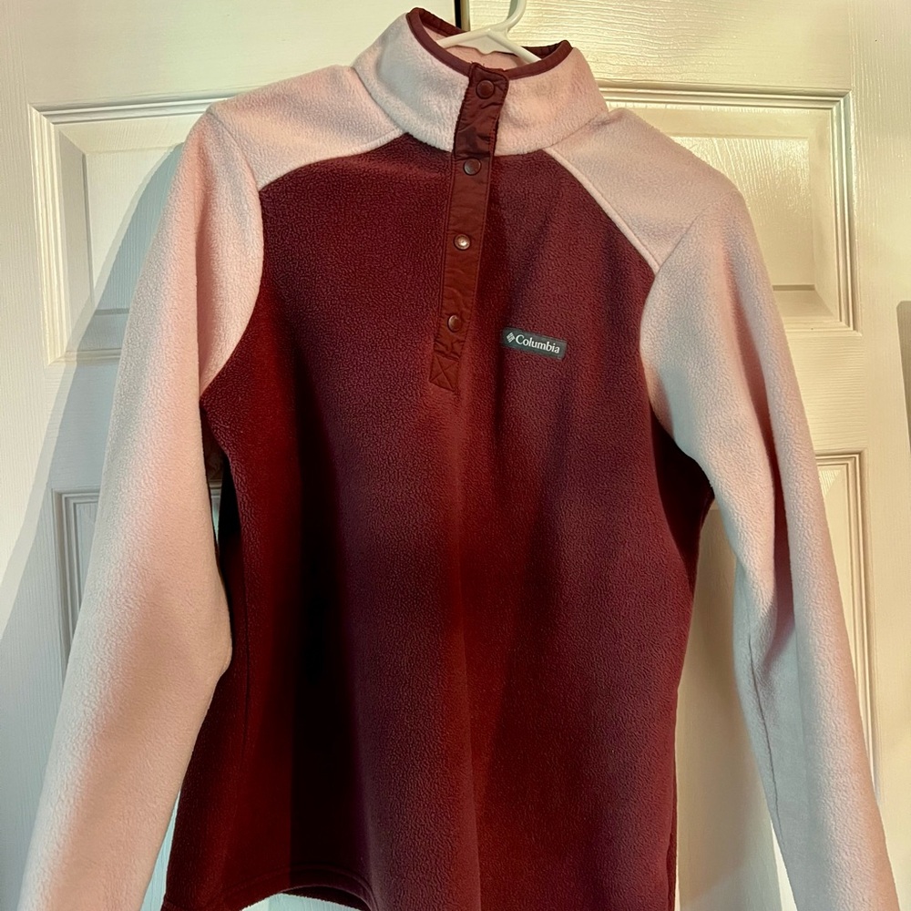 Columbia Burgundy and Pink Fleece Pullover